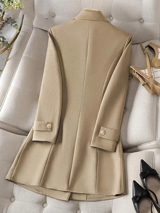 Lapel Suit Jacket, Minimalist Style Outerwear, Business Style Jacket, Slim-Fitting, Spring & Fall Fashion, Raised Fiber Surface, Non-Zipper Design, Formal Business Attire