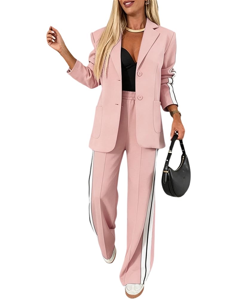 CHICME Womens 2 Piece Blazer Wide Leg Pants Set Airport Travel Outfit