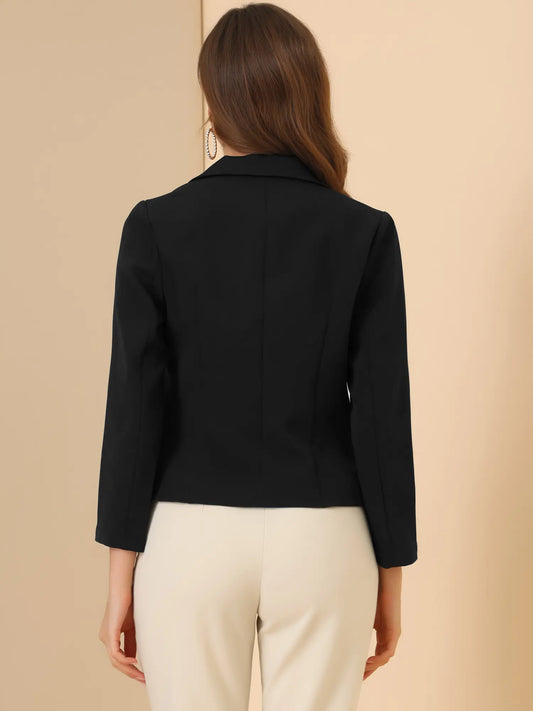 INSPIRE CHIC Open Front Business Casual Crop Suit Blazer Jacket