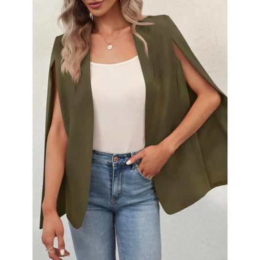 Cicy Bell Womens Cape Blazer Split Sleeve Open Front Casual Jacket Coat Workwear Suit Lightweight Basic Dark Blue Outerwear