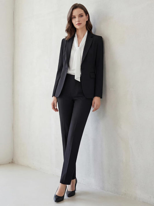 Women's Two Piece Pants Suits - Wrinkle-Free High End Business Formal Casual Blazer Set - Professional Work Outfit