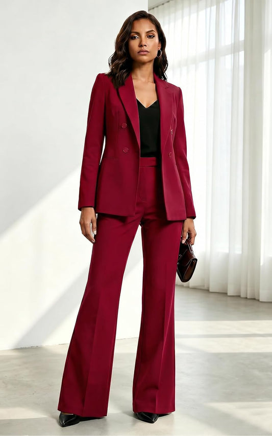 Agenlulu Women's 2 Piece Suits Business Casual Outfits Long Sleeve Solid Blazer Pantsuits Professional Office Work Sets