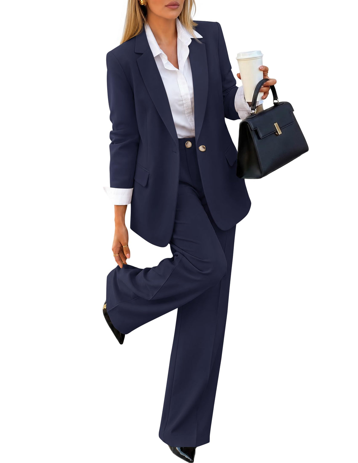 ZESICA Women's Suits 2 Piece Sets Business Casual Work Outfits