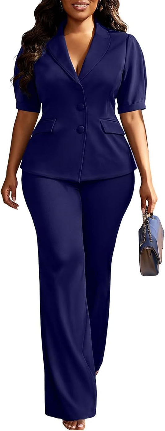 Kafiloe Pant Suits for Women Dressy 2 Piece Set Business Casual Outfits
