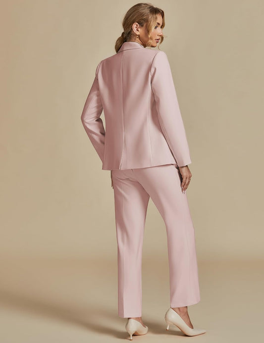 luvamia Women's Two Piece Sets Pants Suits Dressy Business Casual Outfits Professional Blazer Pantsuits Set Work Office
