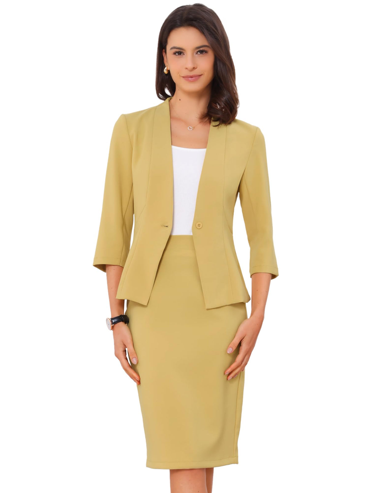 Allegra K Business Suit for Women 2 Piece Skirt Set Office Work Outfit