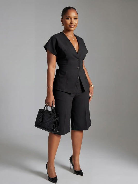 Vssjavun Women's 2 Piece Suits Set Summer Business Casual Outfit