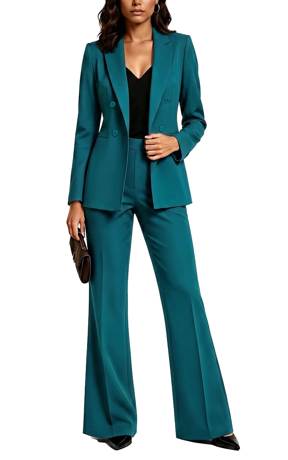 Agenlulu Women's 2 Piece Suits Business Casual Outfits Long Sleeve Solid Blazer Pantsuits Professional Office Work Sets