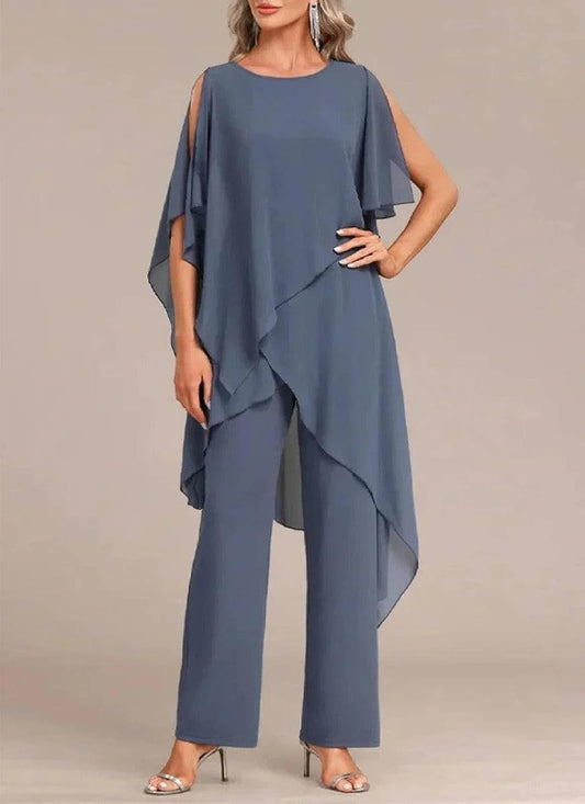 Chiffon Mother of The Bride Pants Suit for Women 2 Pieces Dressy