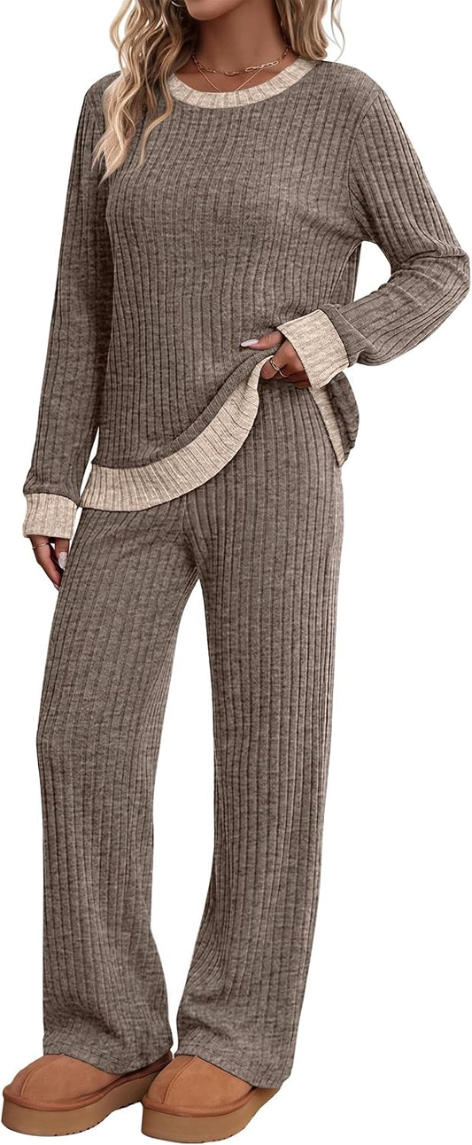 OFEEFAN Lounge Sets for Women Two Piece Fall Fashion Matching Sets Comfy Airport Travel Vacation Outfits with Pockets