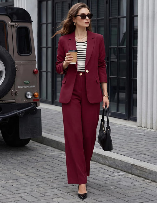 ZESICA Women's Suits 2 Piece Sets Business Casual Work Outfits