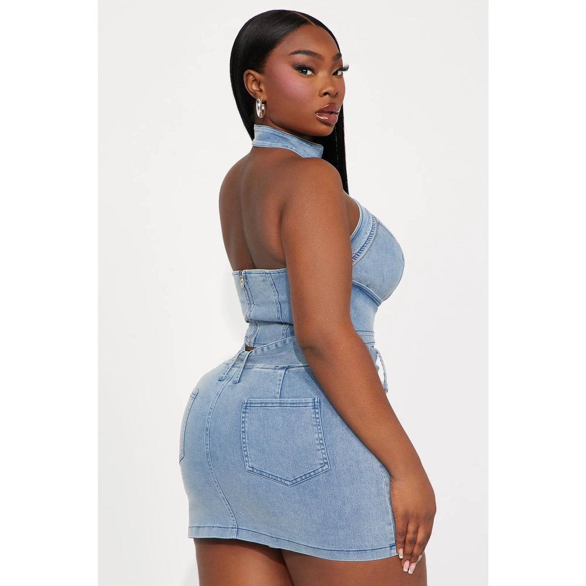 Let Me Adore You Skort Set - Light Wash