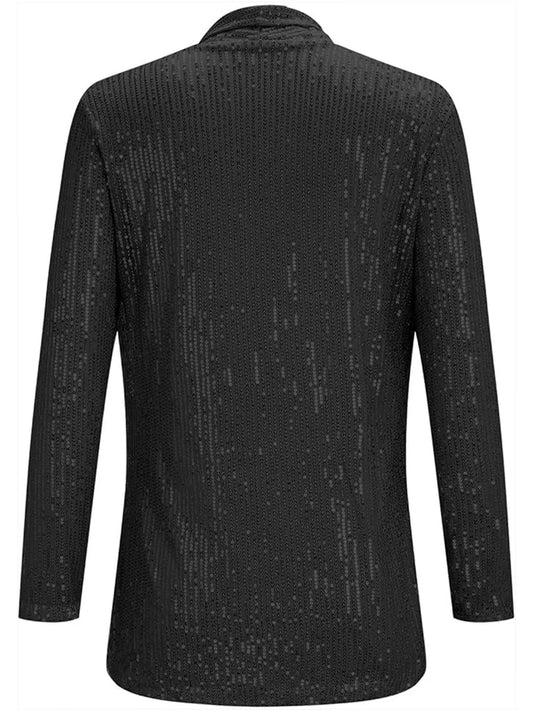 Women's Glitter Sequins Open Front Trendy Dressy Blazer, Elegant Long Sleeve Outerwear for Party Club Dating, Ladies Clothes for All Seasons, Womenswear