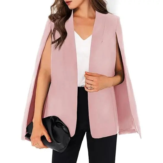 Cicy Bell Womens Cape Blazer Split Sleeve Open Front Casual Jacket Coat Workwear Suit Lightweight  Basic Dark Blue Outerwear
