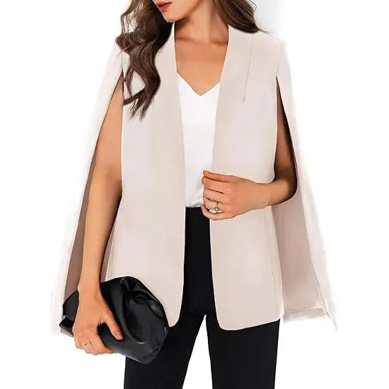 Cicy Bell Womens Cape Blazer Split Sleeve Open Front Casual Jacket Coat Workwear Suit Lightweight  Basic Dark Blue Outerwear