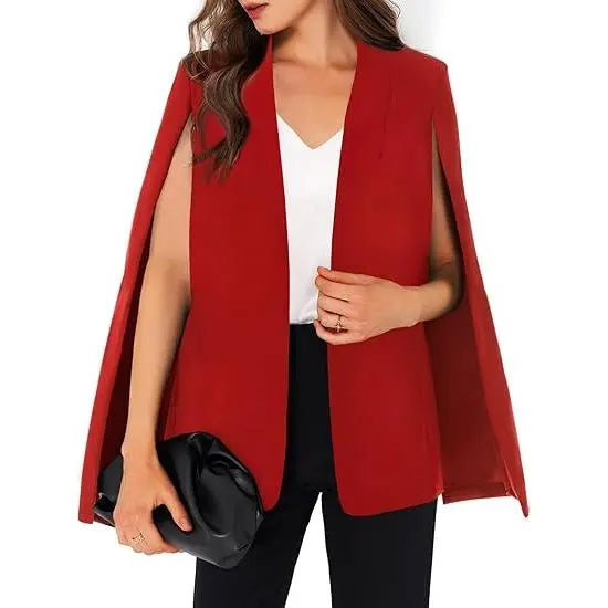 Cicy Bell Womens Cape Blazer Split Sleeve Open Front Casual Jacket Coat Workwear Suit Lightweight  Basic Dark Blue Outerwear