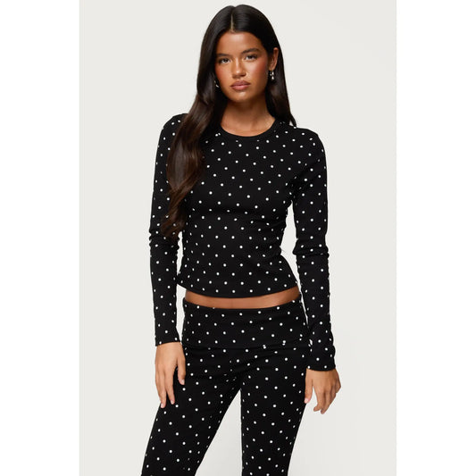Daliya Polka Dot Long Sleeve Top