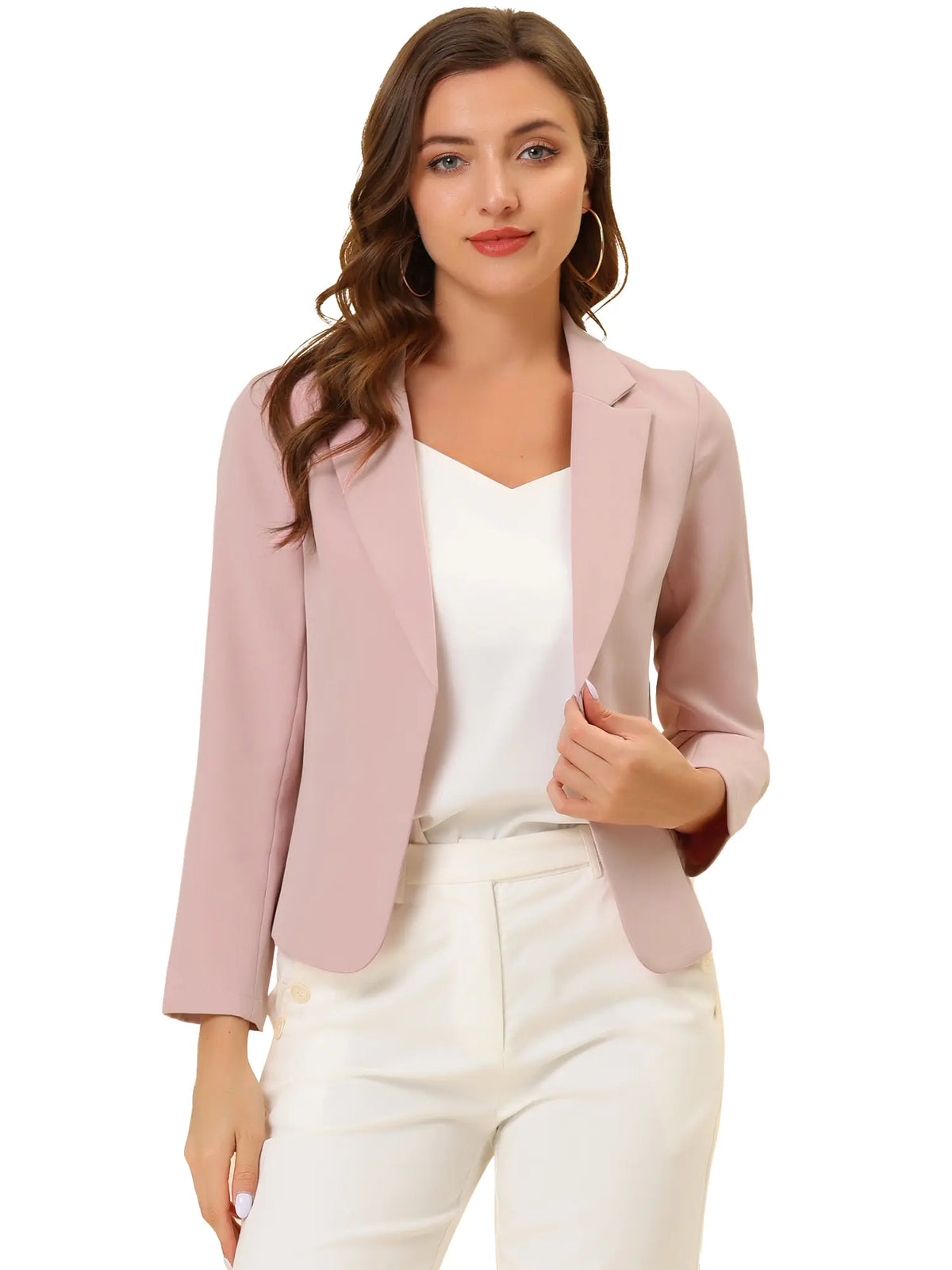 INSPIRE CHIC Open Front Business Casual Crop Suit Blazer Jacket