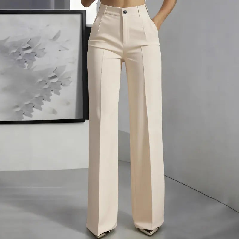 Women's Chic High-Waisted Solid Color Minimalist Drapey Straight-Leg Pants for Casual Commuting