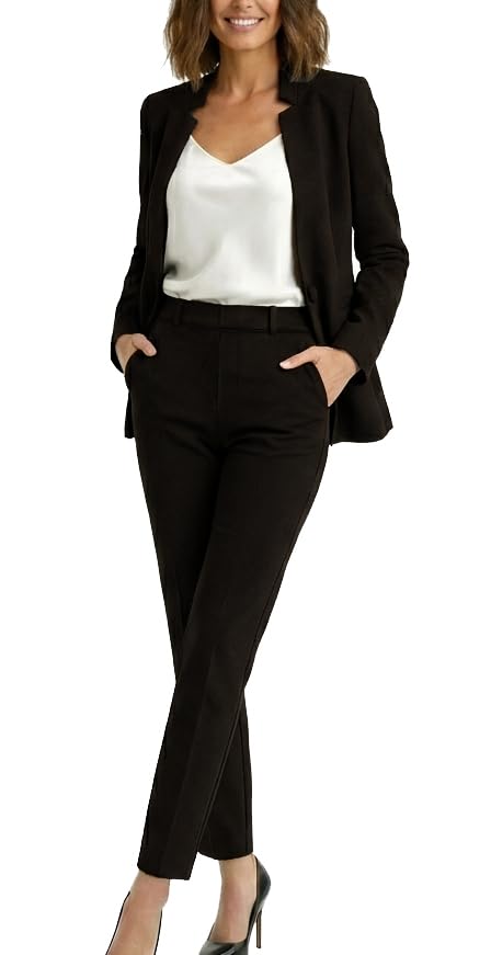 Marycrafts Women's Professional Stand Up Collar Blazer Pant Suits 2 Piece Set Business