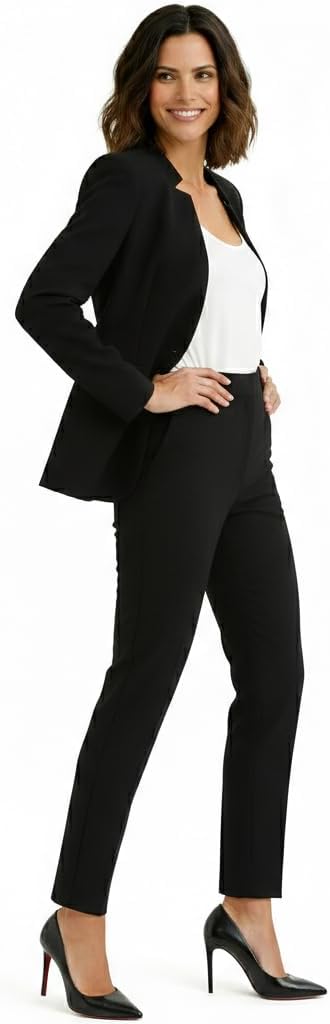 Marycrafts Women's Professional Stand Up Collar Blazer Pant Suits 2 Piece Set Business