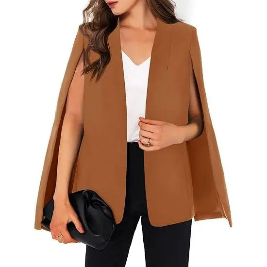 Cicy Bell Womens Cape Blazer Split Sleeve Open Front Casual Jacket Coat Workwear Suit Lightweight  Basic Dark Blue Outerwear