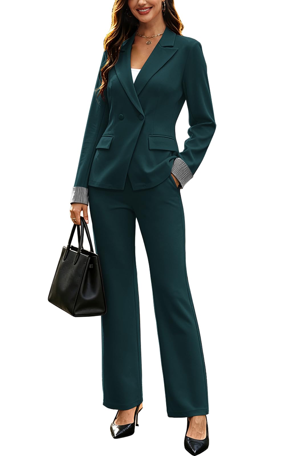 Agenlulu Women's 2 Piece Suits Business Casual Blazer and Pants Sets Dressy Outfits Office Work Professional Pantsuits