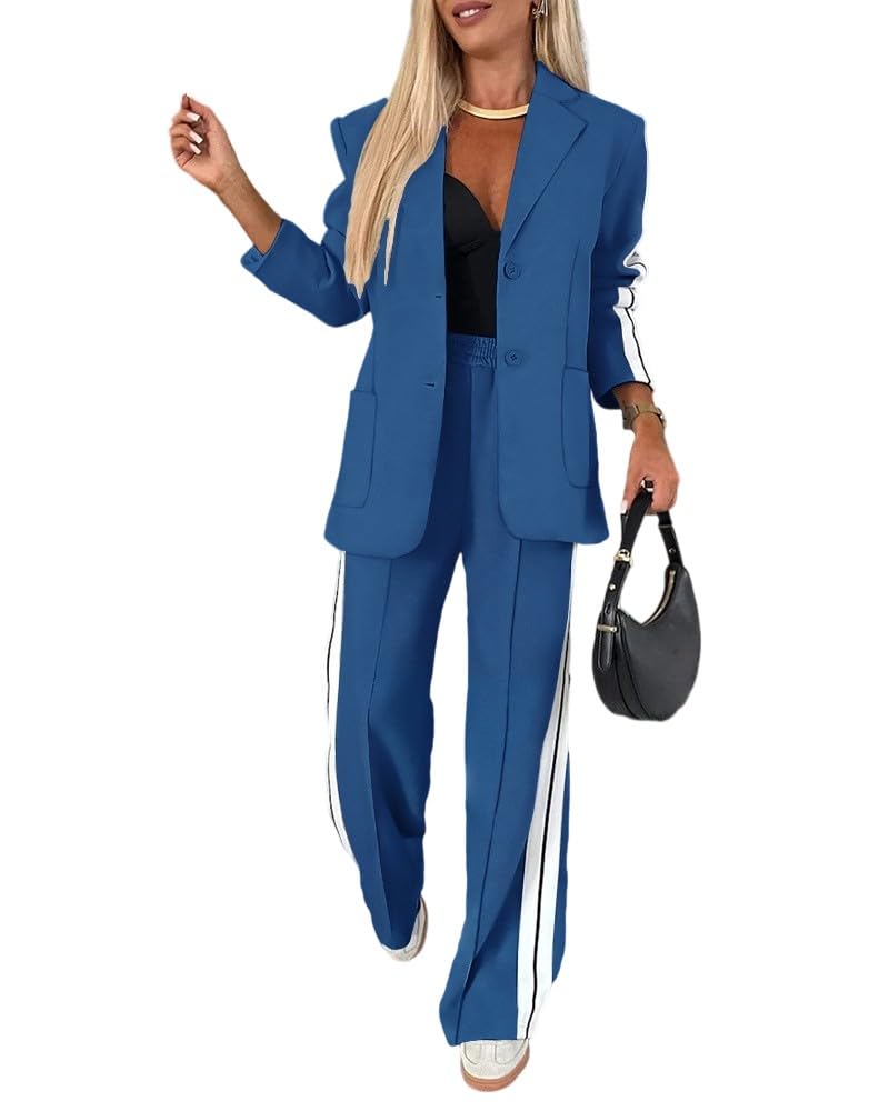 CHICME Womens 2 Piece Blazer Wide Leg Pants Set Airport Travel Outfit