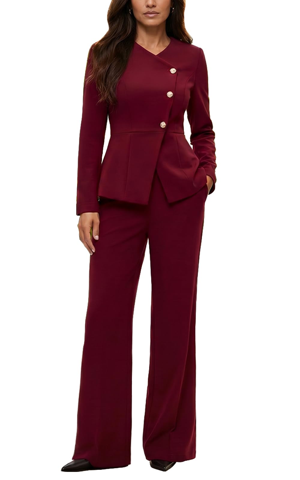 Agenlulu Womens 2 Piece Outfits Business Casual Suits Blazer with Straight Leg Pants Professional Work Office Sets