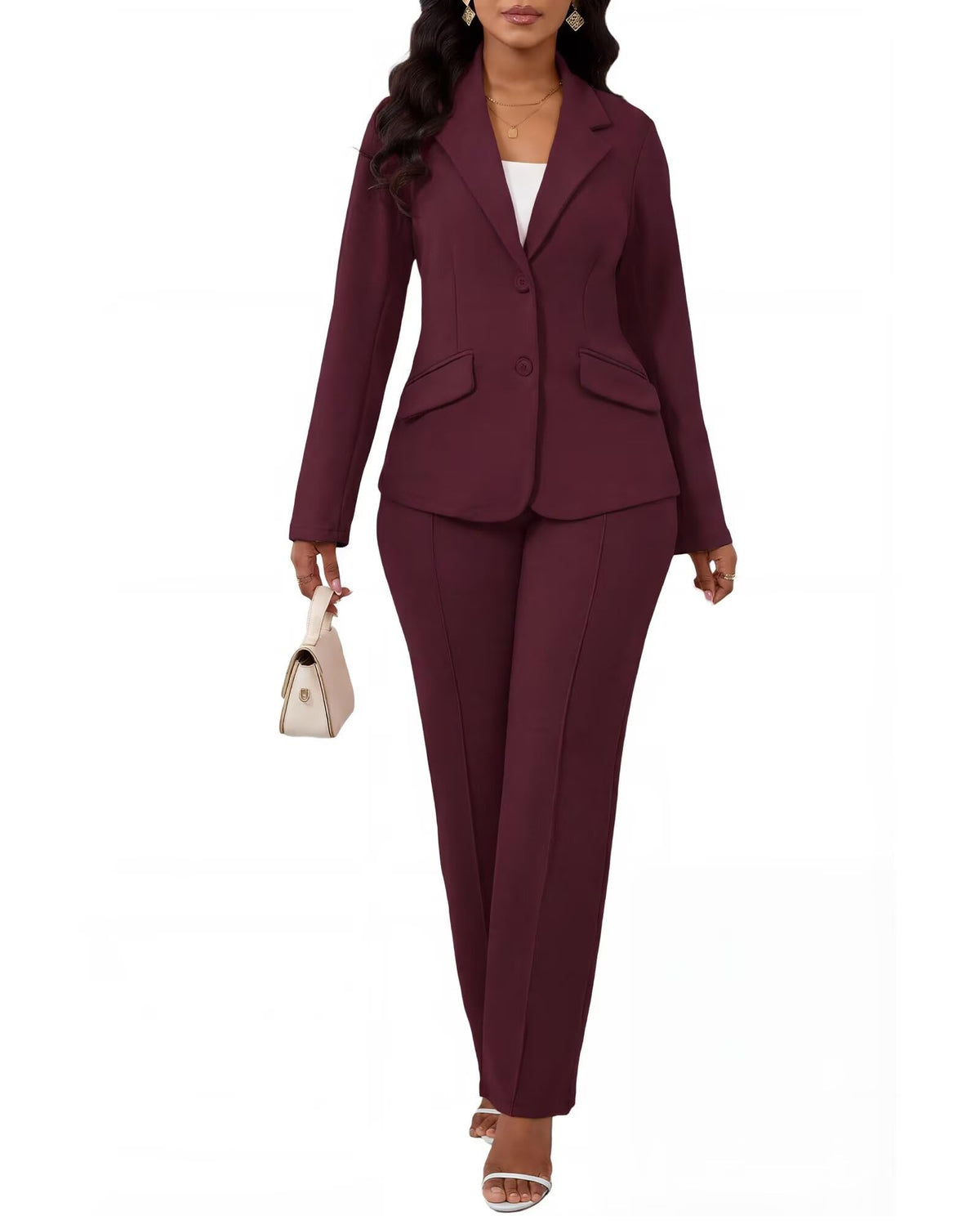 Kafiloe Women Suits 2 Piece Set Blazer Business Casual Outfit