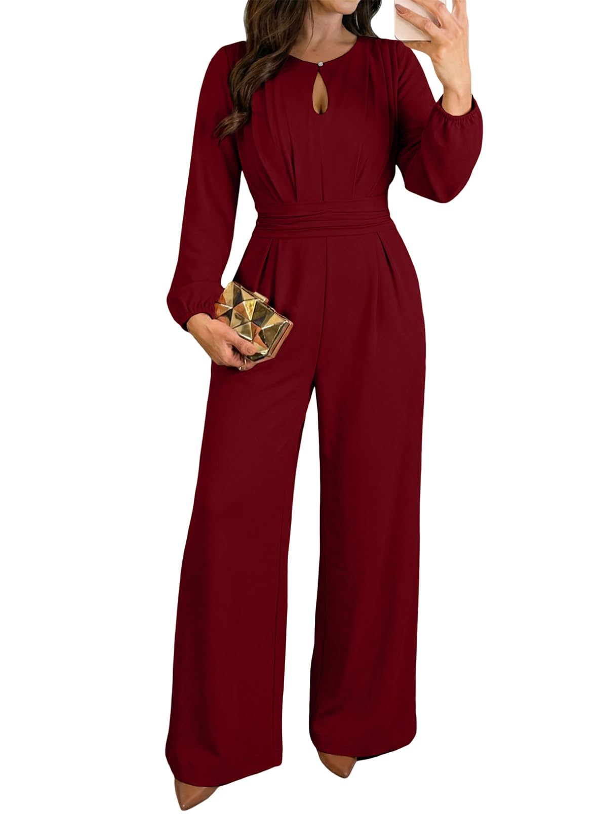 Pink Queen Elegant Jumpsuits For Women Dressy 2026 Fall Keyhole Romper