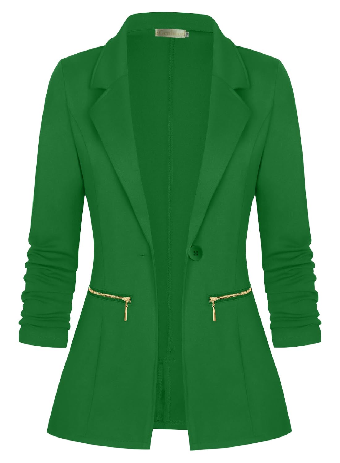 Genhoo Womens Casual Blazer Stretch Long Sleeve Work Office Suit Jacket