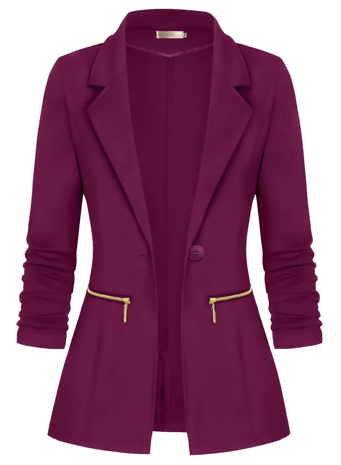 Genhoo Womens Casual Blazer Stretch Long Sleeve Work Office Suit Jacket