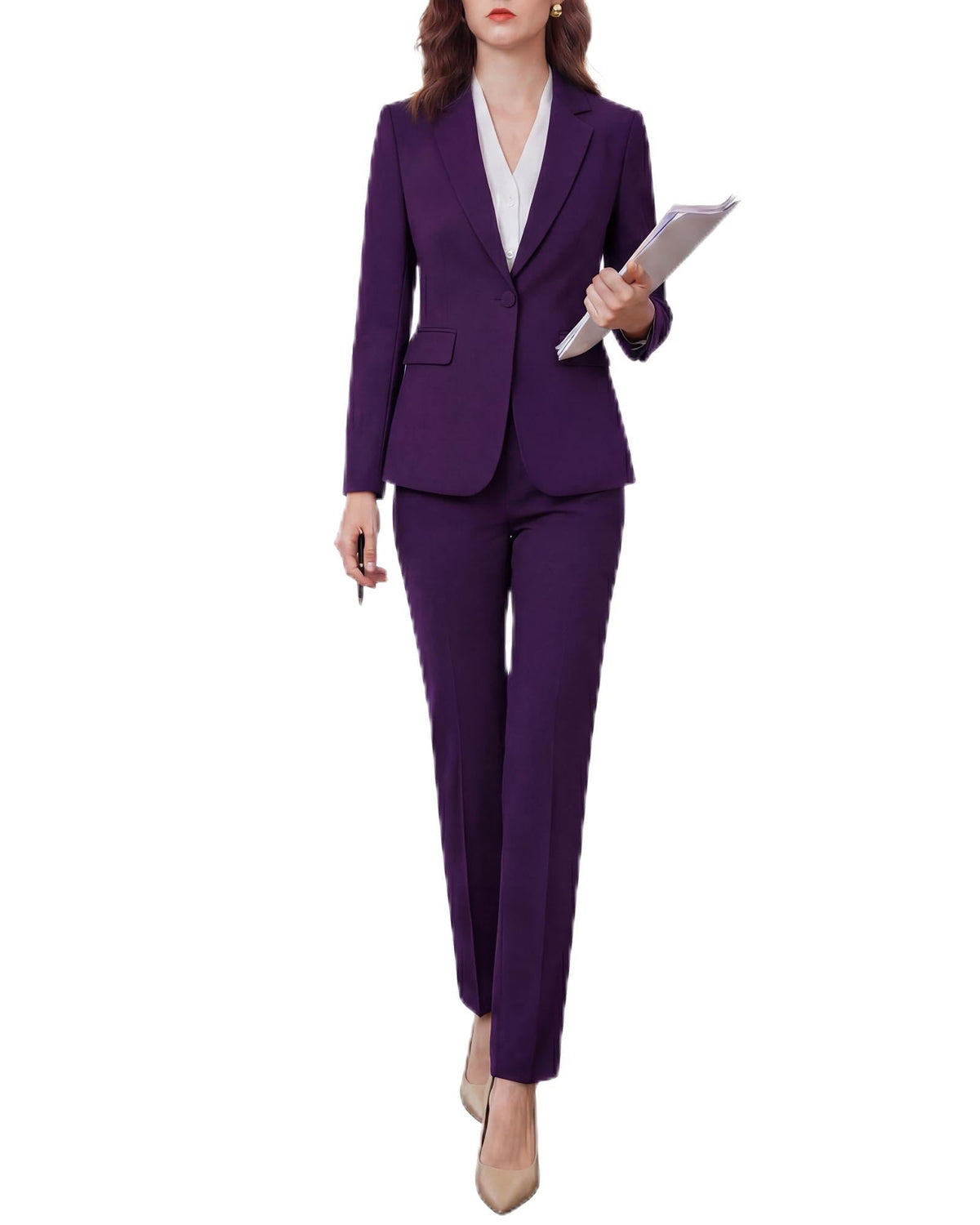 Women's Two Piece Pants Suits - Wrinkle-Free High End Business Formal Casual Blazer Set - Professional Work Outfit