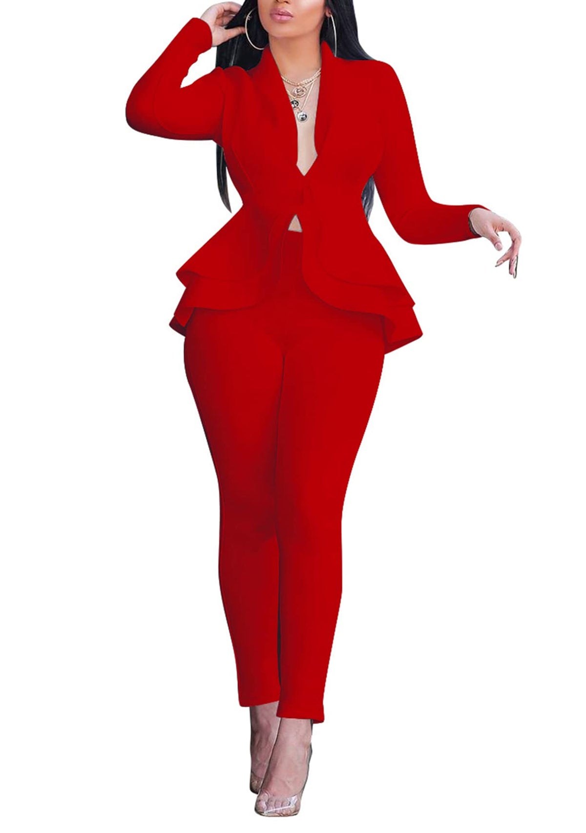 Salimdy 2 Piece Outfits for Women Long Sleeve Dressy Blazer Pants Suits