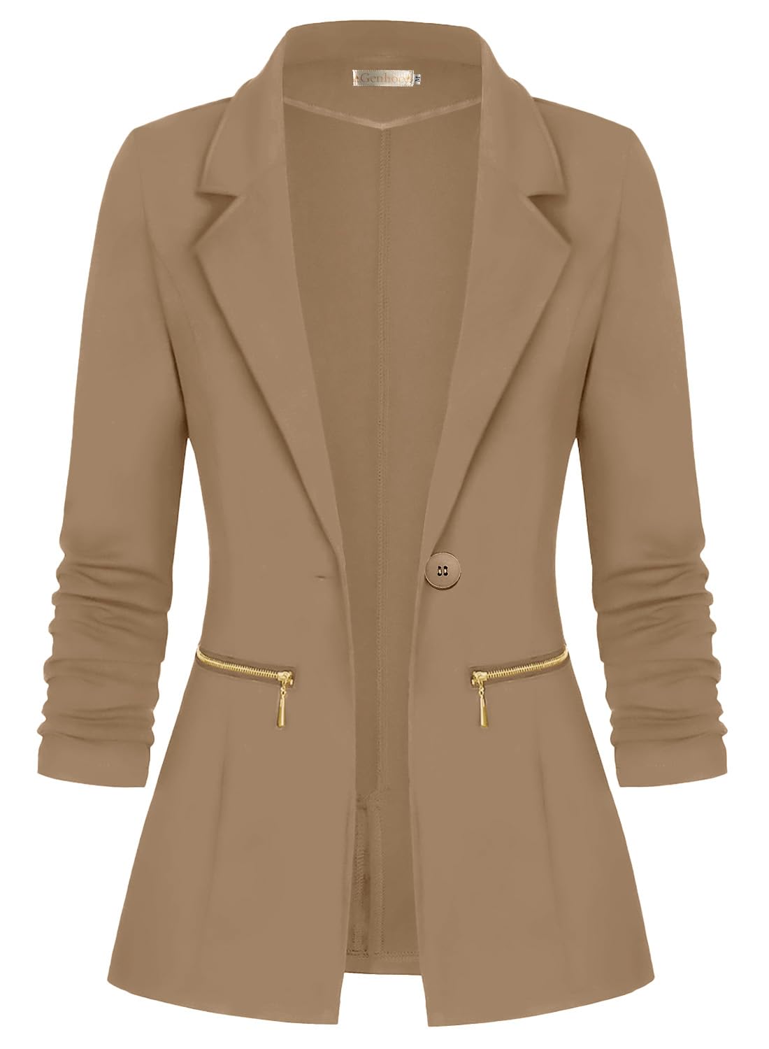 Genhoo Womens Casual Blazer Stretch Long Sleeve Work Office Suit Jacket