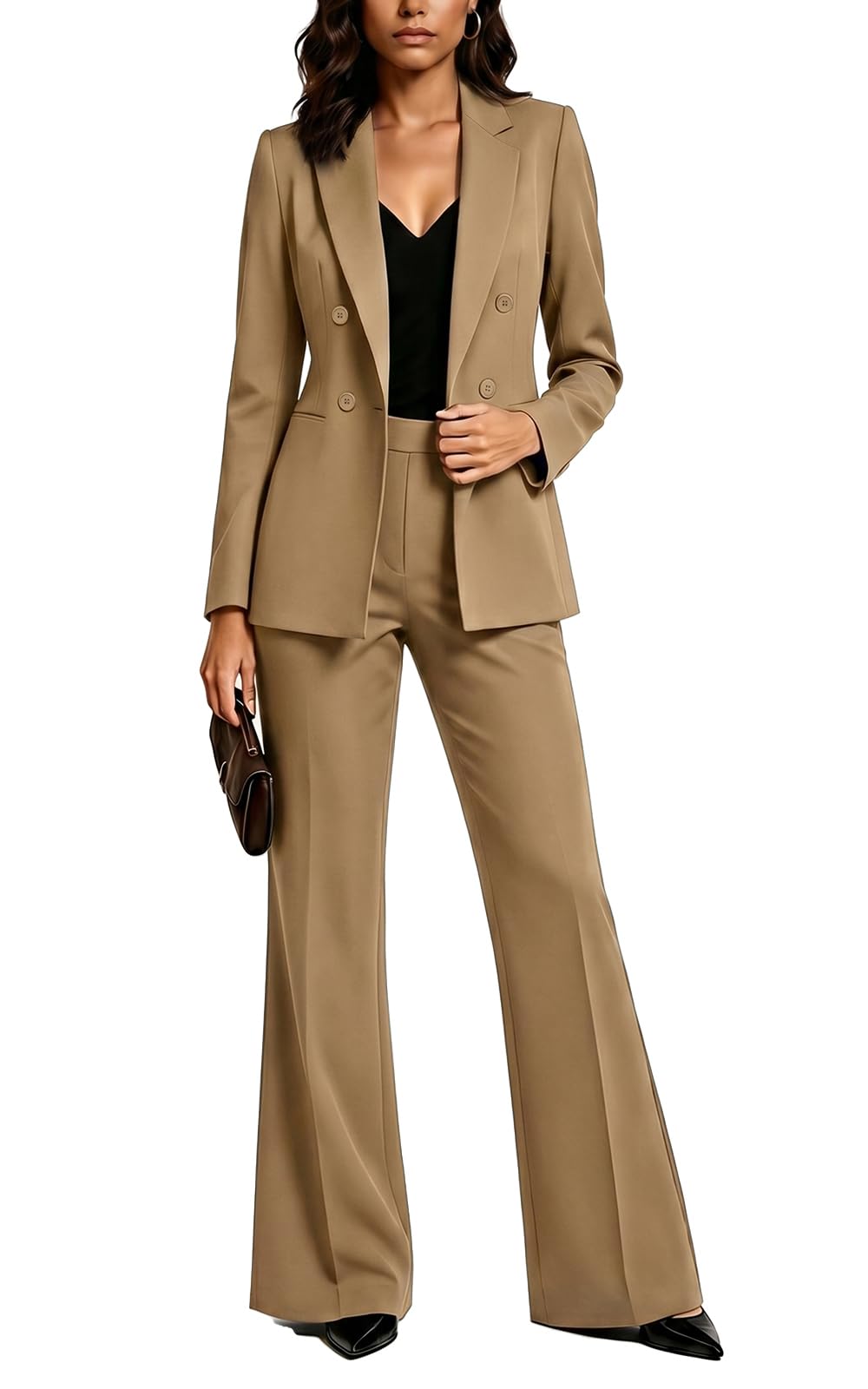 Agenlulu Women's 2 Piece Suits Business Casual Outfits Long Sleeve Solid Blazer Pantsuits Professional Office Work Sets