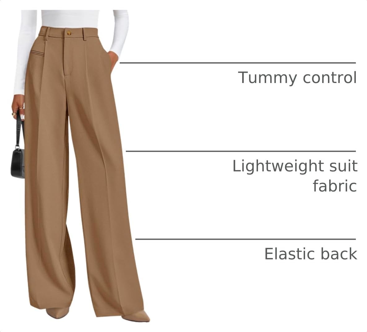 PRETTYGARDEN Women's Tailored Wide Leg Work Dress Pants