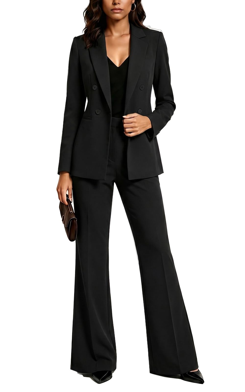 Agenlulu Women's 2 Piece Suits Business Casual Outfits Long Sleeve Solid Blazer Pantsuits Professional Office Work Sets