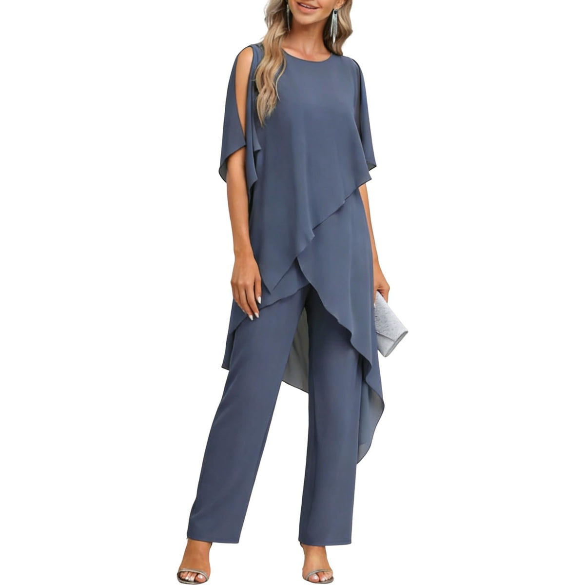 Chiffon Mother of The Bride Pants Suit for Women 2 Pieces Dressy