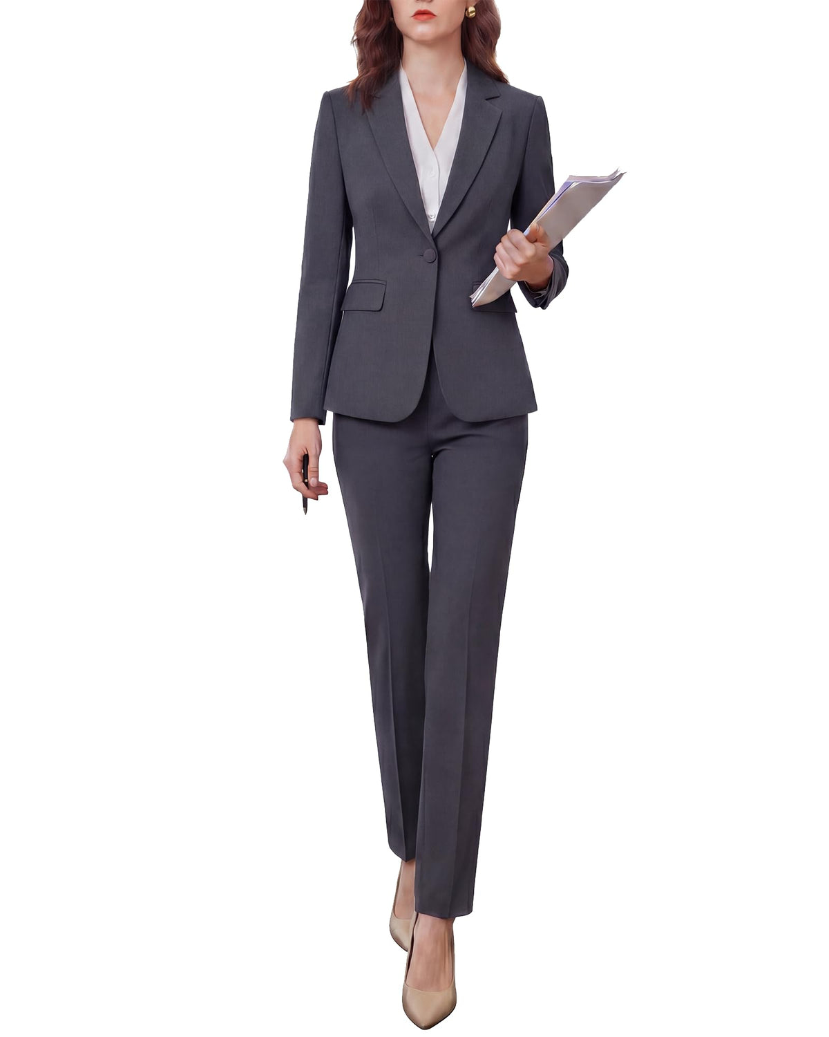 Women's Two Piece Pants Suits - Wrinkle-Free High End Business Formal Casual Blazer Set - Professional Work Outfit