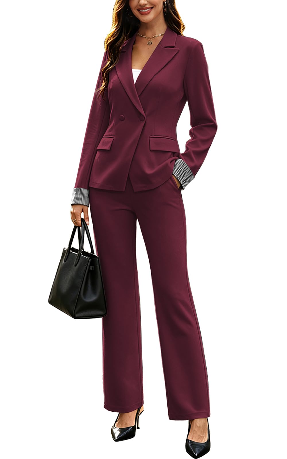 Agenlulu Women's 2 Piece Suits Business Casual Blazer and Pants Sets Dressy Outfits Office Work Professional Pantsuits