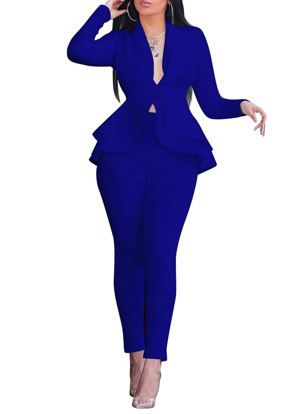 Salimdy 2 Piece Outfits for Women Long Sleeve Dressy Blazer Pants Suits