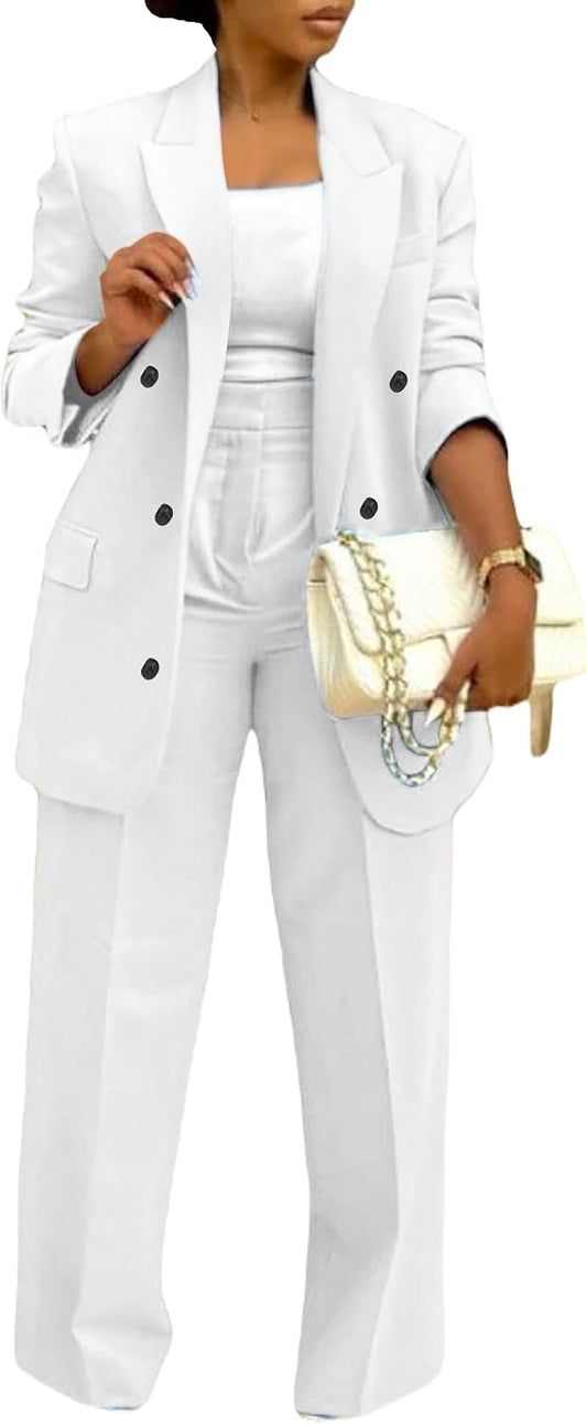 LROSEY Women's Blazer Sets 2 Piece Dressy Pants Suit Business Casual Set
