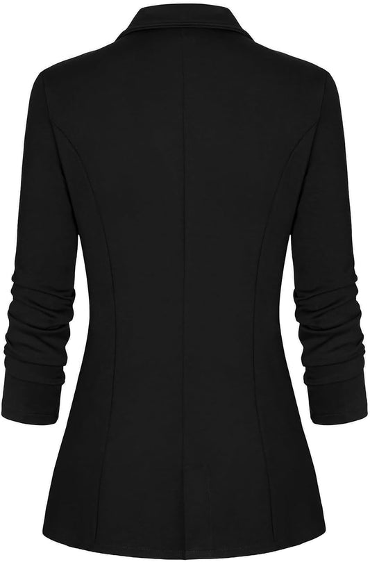 Genhoo Womens Casual Blazer Stretch Long Sleeve Work Office Suit Jacket