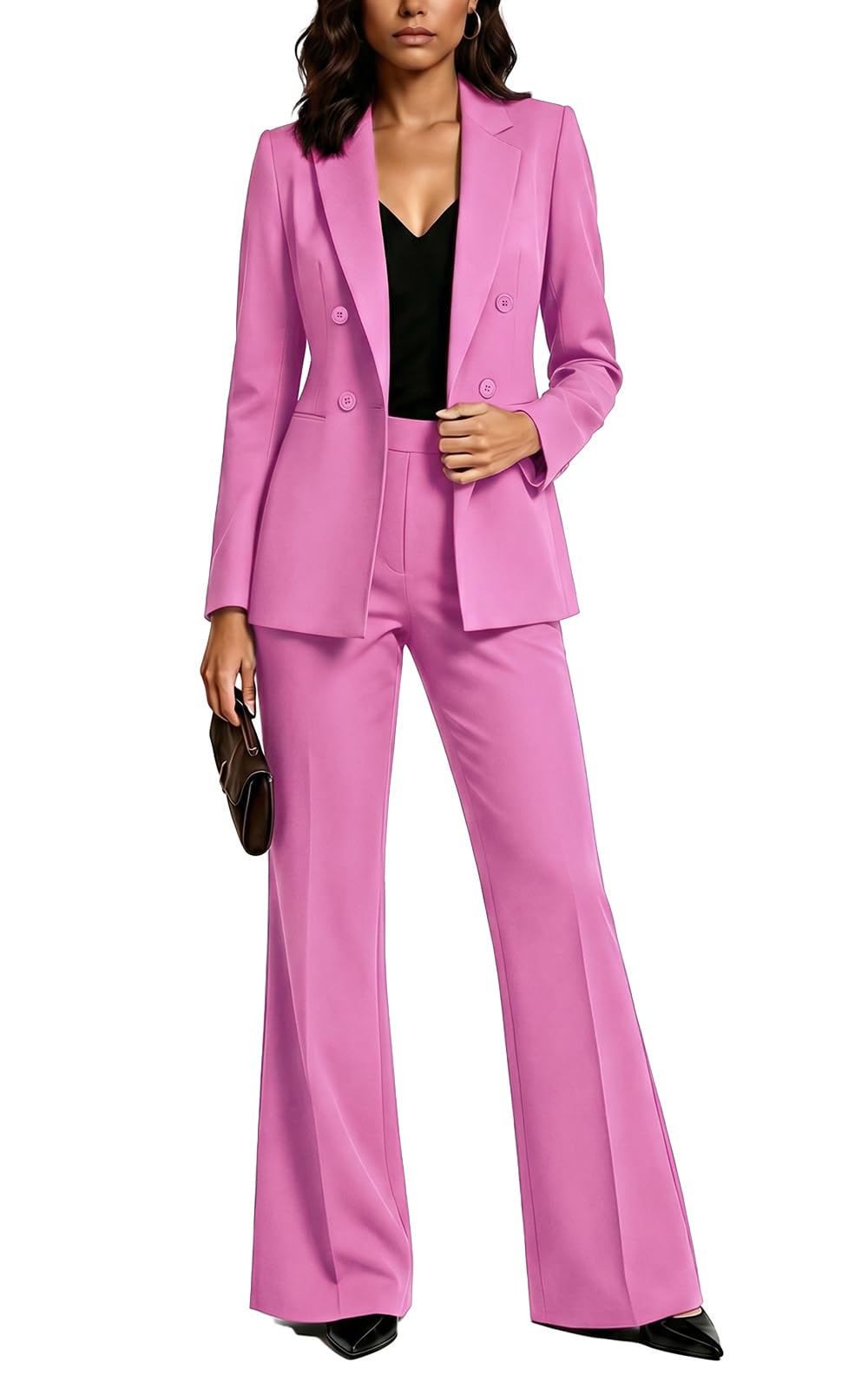 Agenlulu Women's 2 Piece Suits Business Casual Outfits Long Sleeve Solid Blazer Pantsuits Professional Office Work Sets