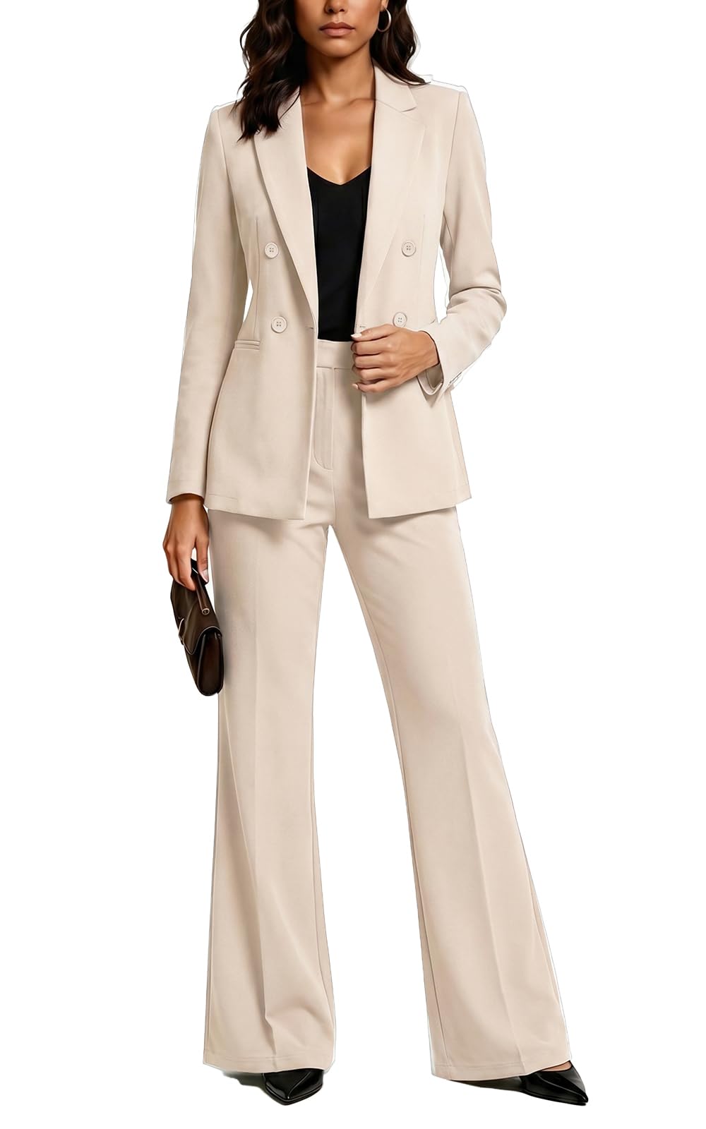 Agenlulu Women's 2 Piece Suits Business Casual Outfits Long Sleeve Solid Blazer Pantsuits Professional Office Work Sets
