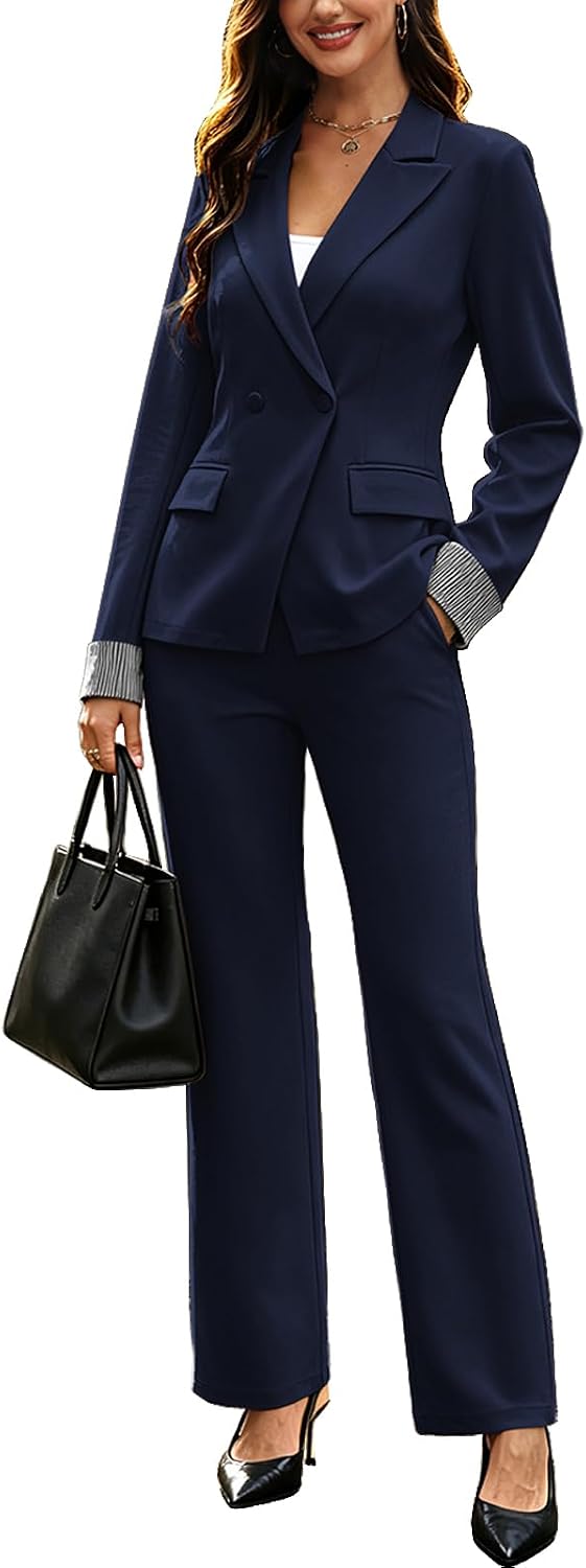 Agenlulu Women's 2 Piece Suits Business Casual Blazer and Pants Sets Dressy Outfits Office Work Professional Pantsuits