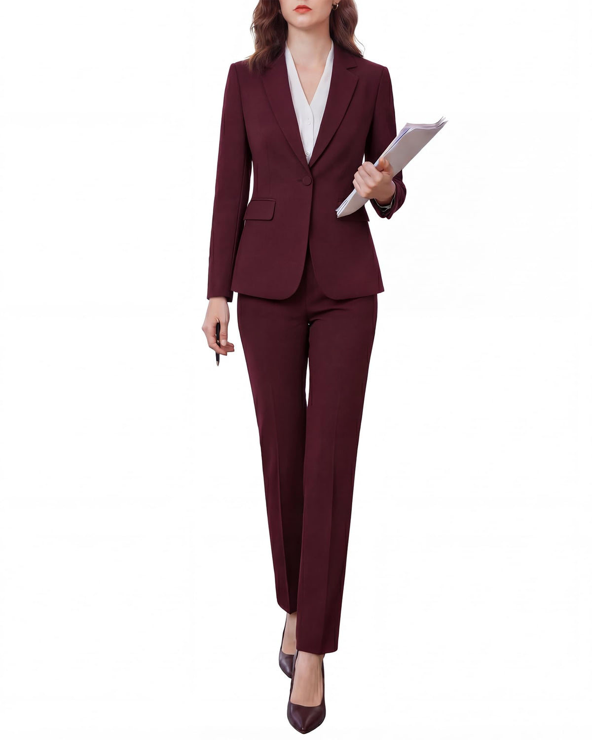 Women's Two Piece Pants Suits - Wrinkle-Free High End Business Formal Casual Blazer Set - Professional Work Outfit
