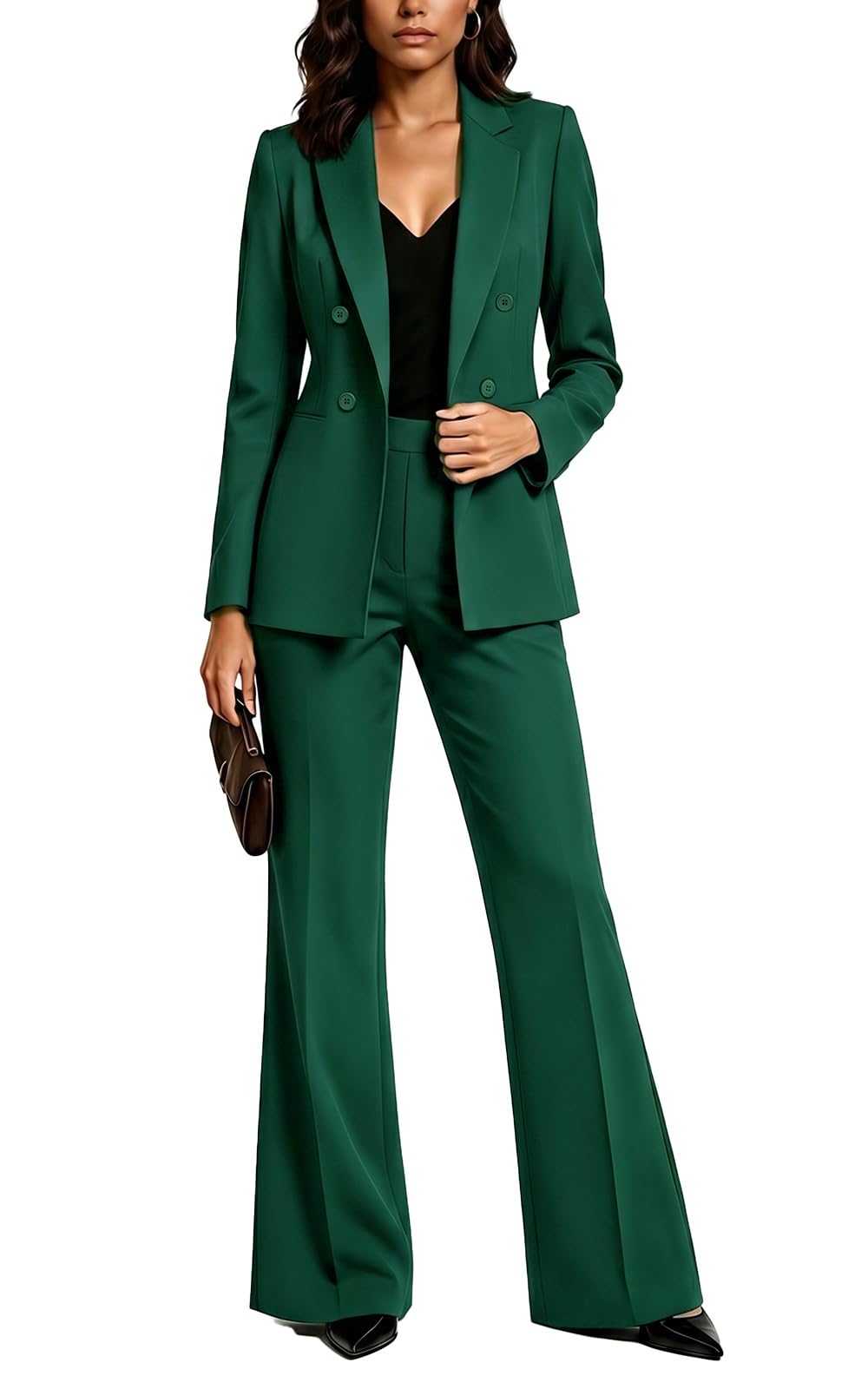 Agenlulu Women's 2 Piece Suits Business Casual Outfits Long Sleeve Solid Blazer Pantsuits Professional Office Work Sets